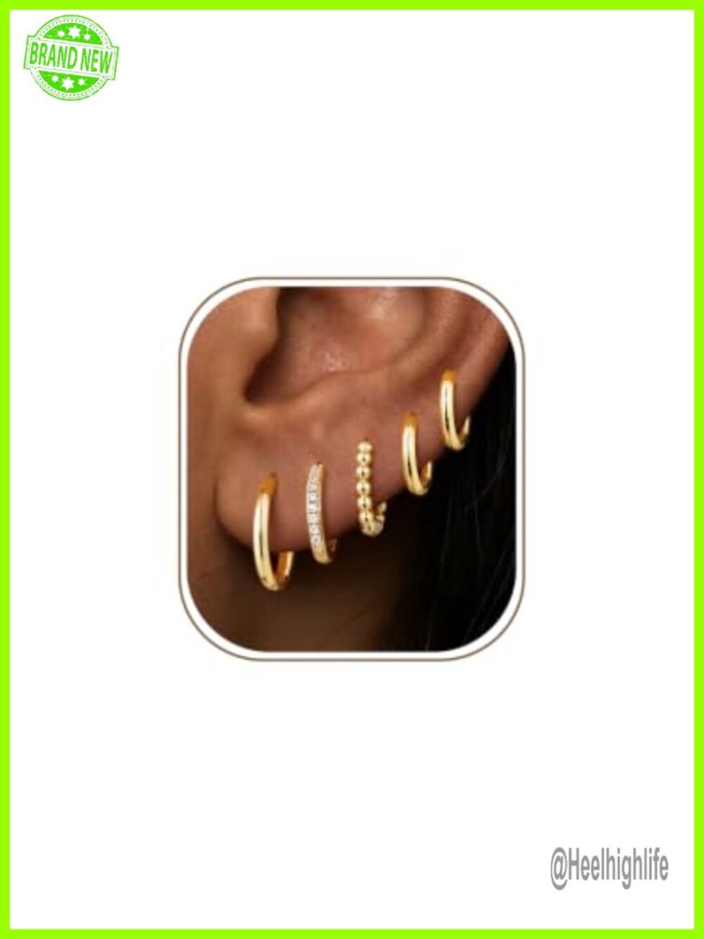Small Gold Plated Huggie Hoop Earrings Cubic Zirconia Set